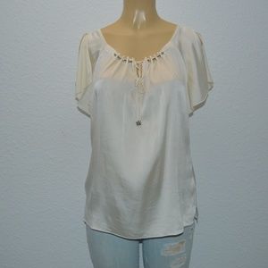 WHBM Silk stretch ivory/off white L blouse
